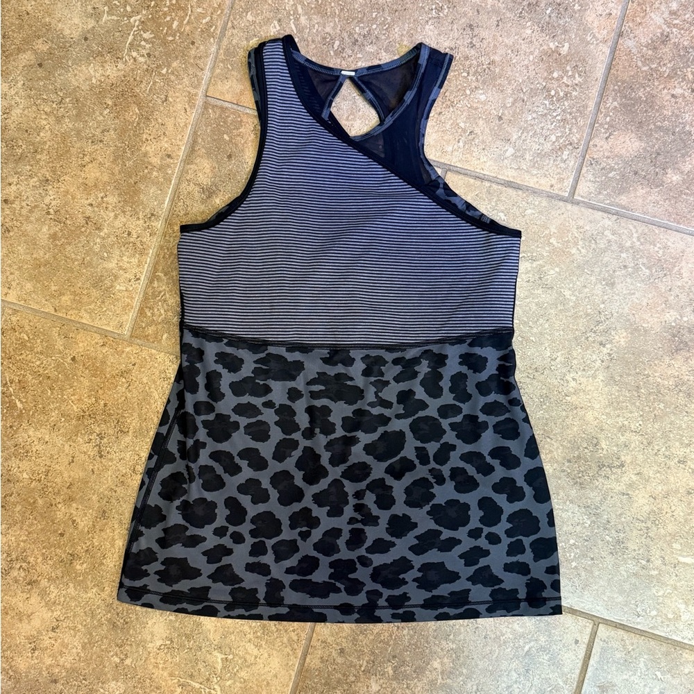 Lululemon Athletica Black and Gray Patterned Tank Top